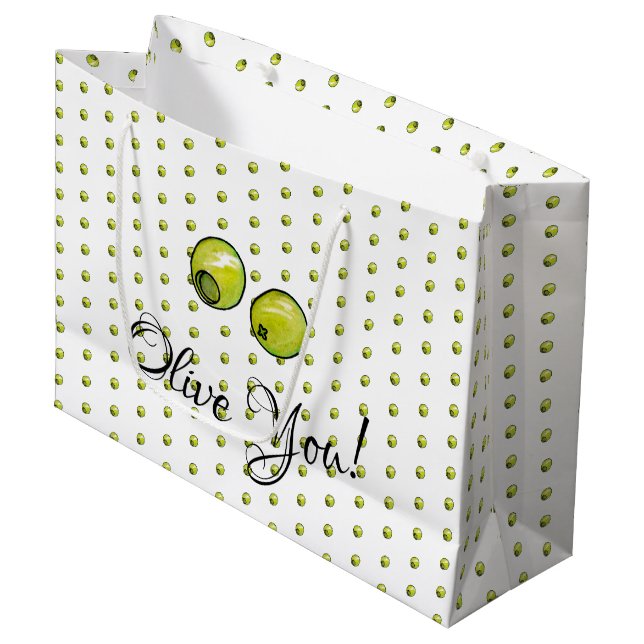 Grand Sac Cadeau Olive (Devant Angle)