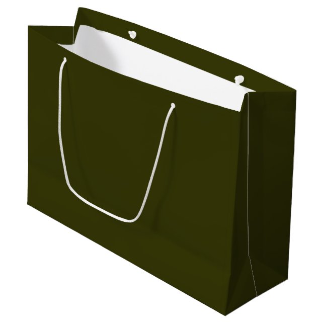 Grand Sac Cadeau Olive foncé (Devant Angle)