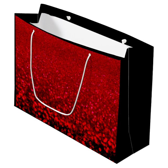 Grand Sac Cadeau Ombre de parties scintillant rouge et noir (Devant Angle)