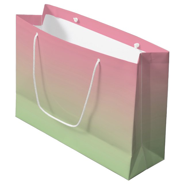 Grand Sac Cadeau Ombre rose et vert (Devant Angle)