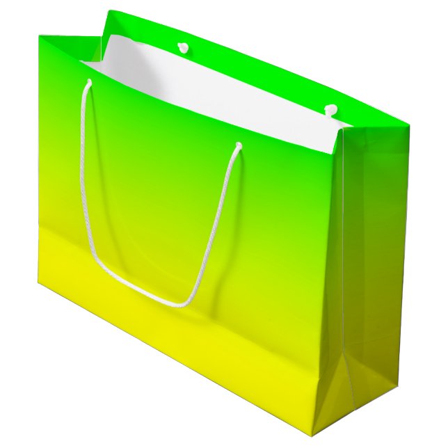 Grand Sac Cadeau Ombre Vert Citron à Jaune Clair (Devant Angle)
