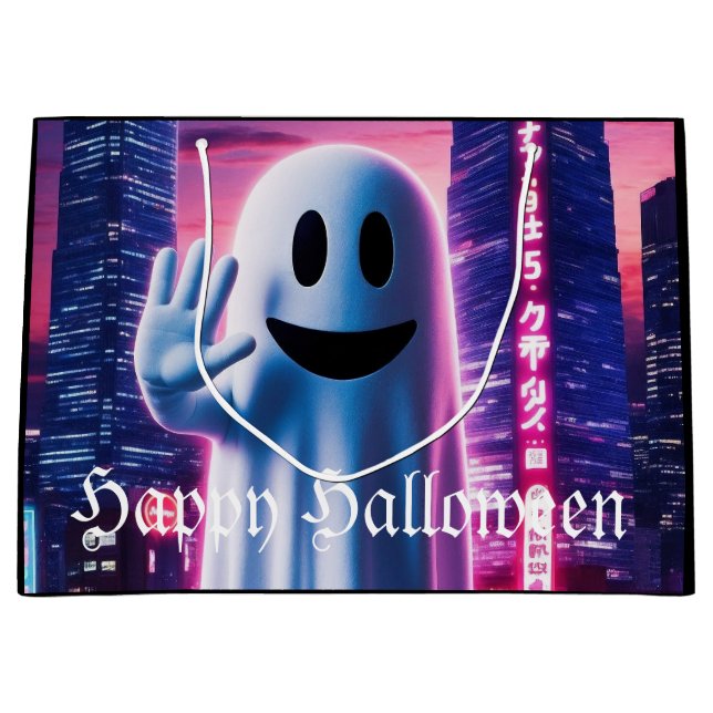 Grand Sac Cadeau Ondes et lumières urbaines verdoyantes (Devant)