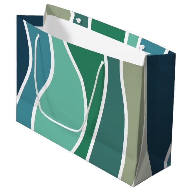 Grand Sac Cadeau Ondes océaniques colorées (Devant Angle)
