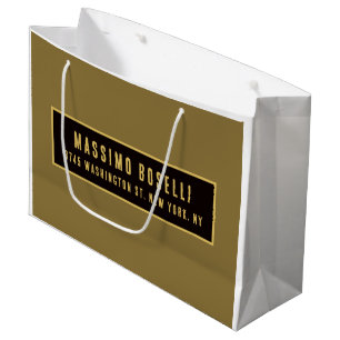 Grand Sac Cadeau Or Moderne Minimaliste Professionnel Or & Noir