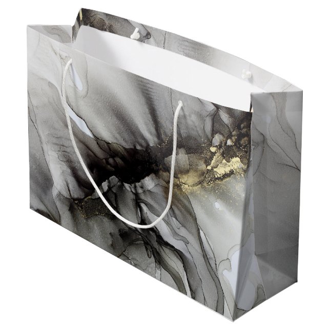 Grand Sac Cadeau Or noir (Dos Angle)