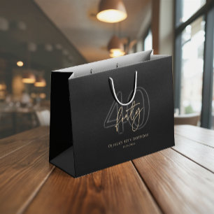 Grand Sac Cadeau Or Noir Moderne 40e Anniversaire