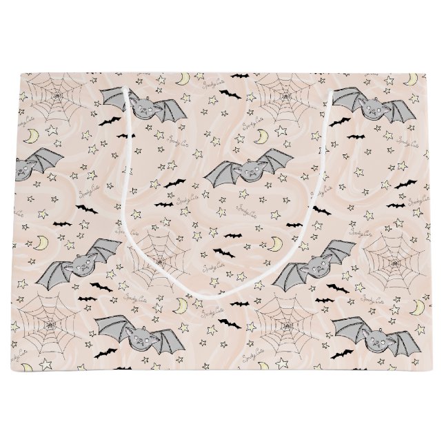 Grand Sac Cadeau Orange chauves-souris Éffrayant homme neutre (Devant)