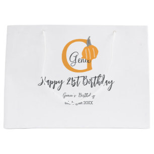 Grand Sac Cadeau Orange citrouille automne anniversaire 21e chute d