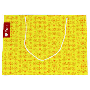 Grand Sac Cadeau Orange délicat sur jaune