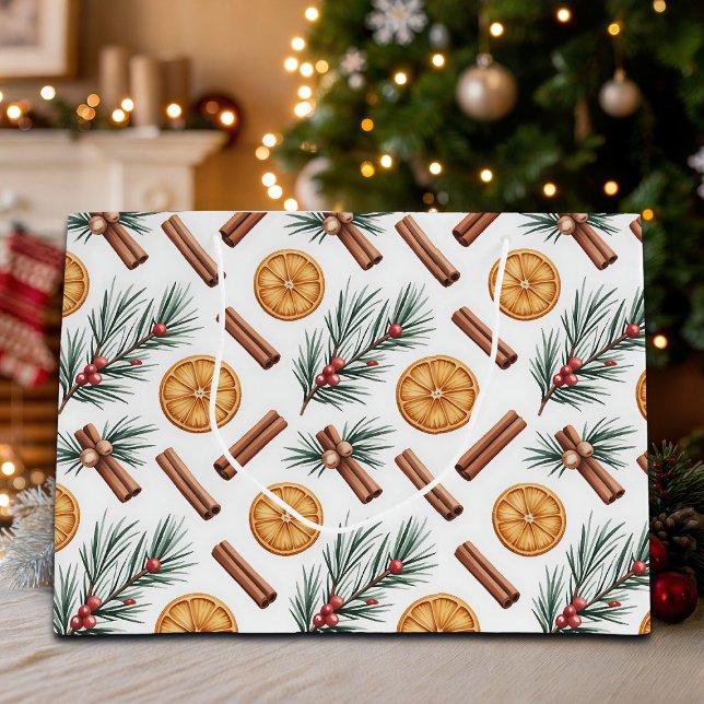Grand Sac Cadeau Oranges séchées Bâtons de cannelle Branches de sap (Créateur téléchargé)