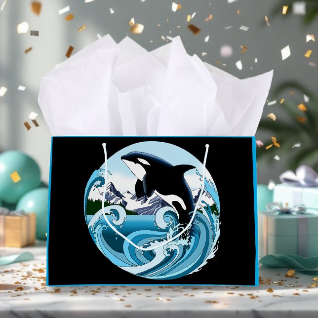 Grand Sac Cadeau Orca Killer Whale Blue Ocean (Créateur téléchargé)