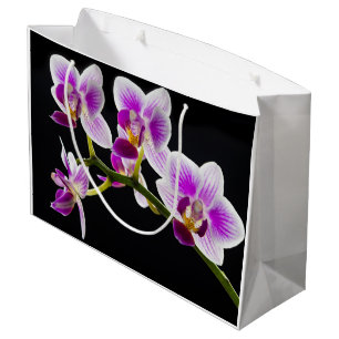 Grand Sac Cadeau Orchidée blanche et violette