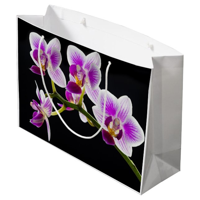 Grand Sac Cadeau Orchidée blanche et violette (Dos Angle)
