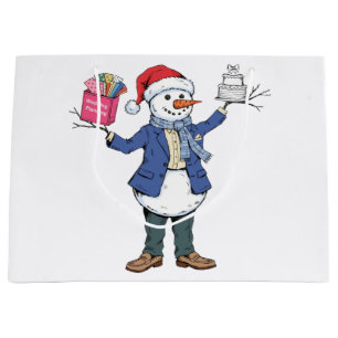 Grand Sac Cadeau Organisateur d'événement de bonhomme de neige Noël