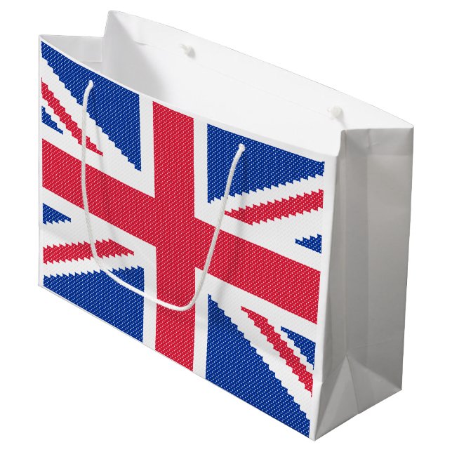 Grand Sac Cadeau Original cross-stitch design Union Jack (Devant Angle)