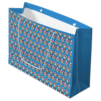 Grand Sac Cadeau Ornement brillant abstrait de couleur bleu rose