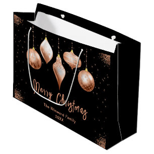 Grand Sac Cadeau Ornement Classique Rose Gold Noël