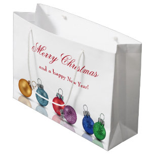 Grand Sac Cadeau Ornements colorés de parties scintillantes de Noël