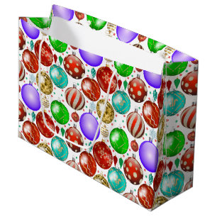 Grand Sac Cadeau Ornements de Noël Balls colorés motif