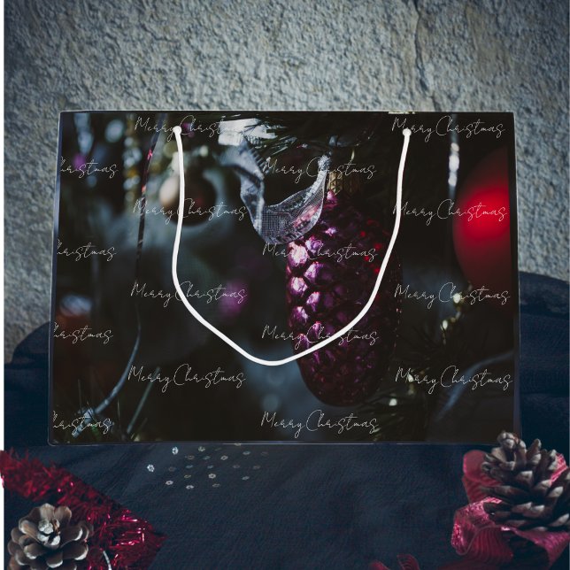 Grand Sac Cadeau Ornements de Noël en glamour foncé (Créateur téléchargé)