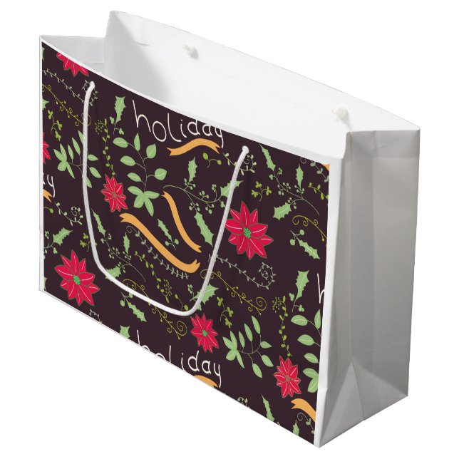 Grand Sac Cadeau ornements de vacances (Devant Angle)