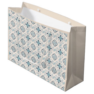 Grand Sac Cadeau ornements marocains bleu crème ethnique orientale