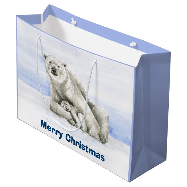 Grand Sac Cadeau Ours blanc et CUB (Devant Angle)