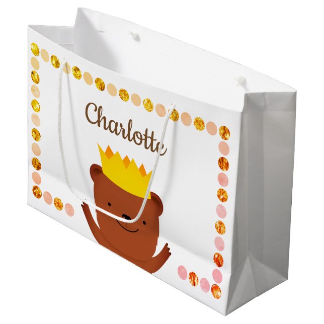 Grand Sac Cadeau Ours de fête (Devant Angle)