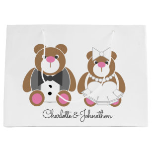 Grand Sac Cadeau Ours de nounours épousant le blanc mignon