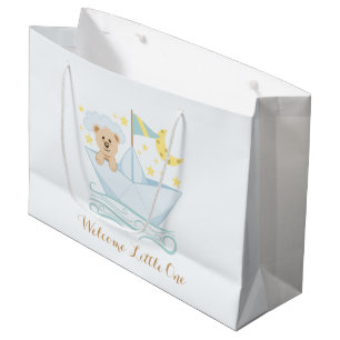 Grand Sac Cadeau Ours de papier doux de bateau
