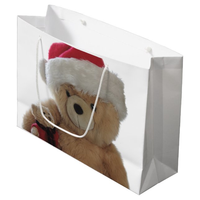 Grand Sac Cadeau Ours de Père Noël avec peu d'ours (Devant Angle)
