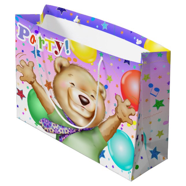 Grand Sac Cadeau Ours en Cravate mignonne Animal Party (Dos Angle)