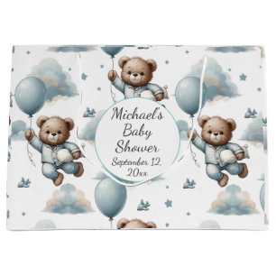 Grand Sac Cadeau Ours en peluche dans le Baby shower des pyjamas bl