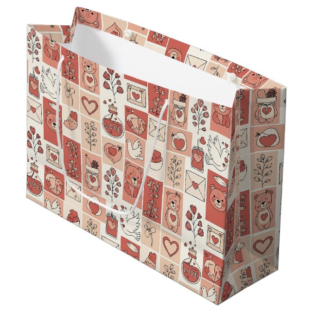Grand Sac Cadeau Ours mignon - Douce forêt de pastel (6) (Devant Angle)