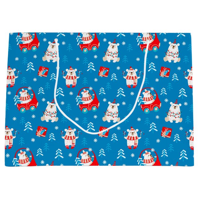 Grand Sac Cadeau Ours polaire de Noël (Devant)