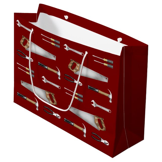 Grand Sac Cadeau Outils de bricoleur (Devant Angle)
