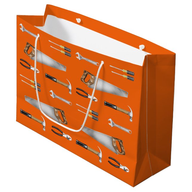 Grand Sac Cadeau Outils de bricoleur  (Devant Angle)