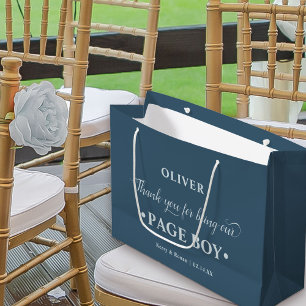 Grand Sac Cadeau Page personnalisée Boy Merci bleu garçon