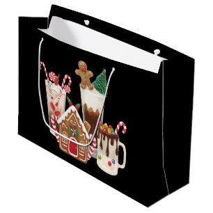 Grand Sac Cadeau Pain d'épice Noël Café Amant Cadeau Noël