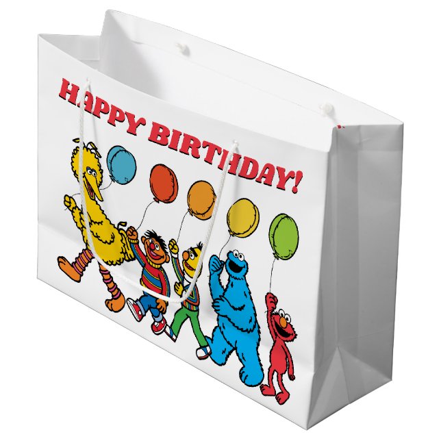 Grand Sac Cadeau Pal de rue Sésame | Ballons d'anniversaire (Devant Angle)