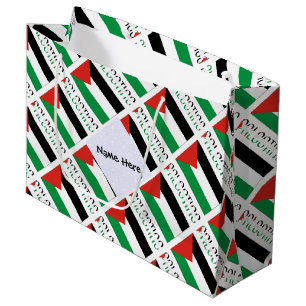 Grand Sac Cadeau Palestine Drapeau Palestinien Carrelé Noir Personn