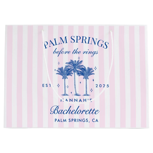 Grand Sac Cadeau Palm Springs Avant Les Bagues Bleu Enterrement de  (Devant)