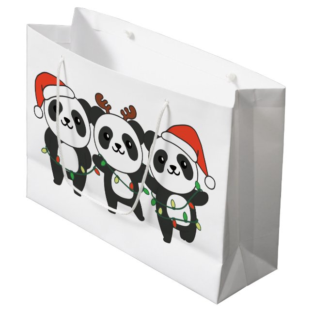 Grand Sac Cadeau Panda Noël Animaux mignons Pandas Larg (Devant Angle)