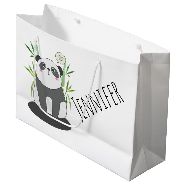 Grand Sac Cadeau Panda noir et blanc mignonne en Bambou (Devant Angle)