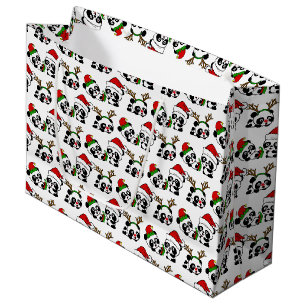 Grand Sac Cadeau Pandas de Noël