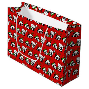 Grand Sac Cadeau Pandas de Noël