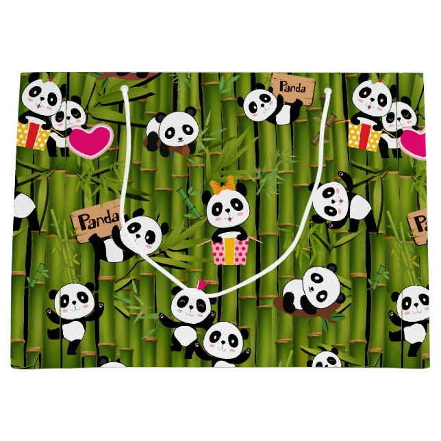 Grand Sac Cadeau Panda's Pattern 2 (Devant)