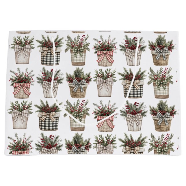 Grand Sac Cadeau Panier de Buffalo | Noël agricole (Devant)