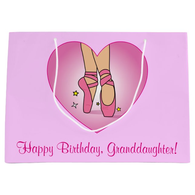 Grand Sac Cadeau Pantoufles de ballet d'anniversaire de (Devant)