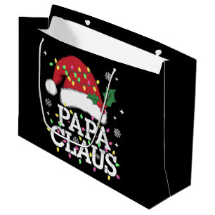 Grand Sac Cadeau Papa Claus Lumières de Noël Pyjama Famille Assorti